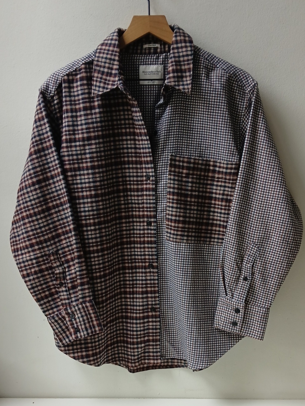 Abercrombie & Fitch Oversized Flannel Brown Plaid Women's Medium